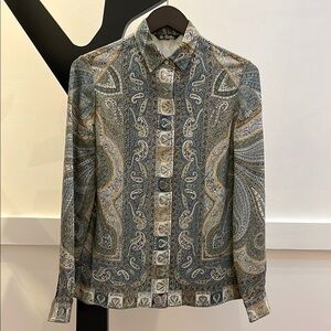 LORO PIANA 100% Silk Paisley Blouse size 44 M-L